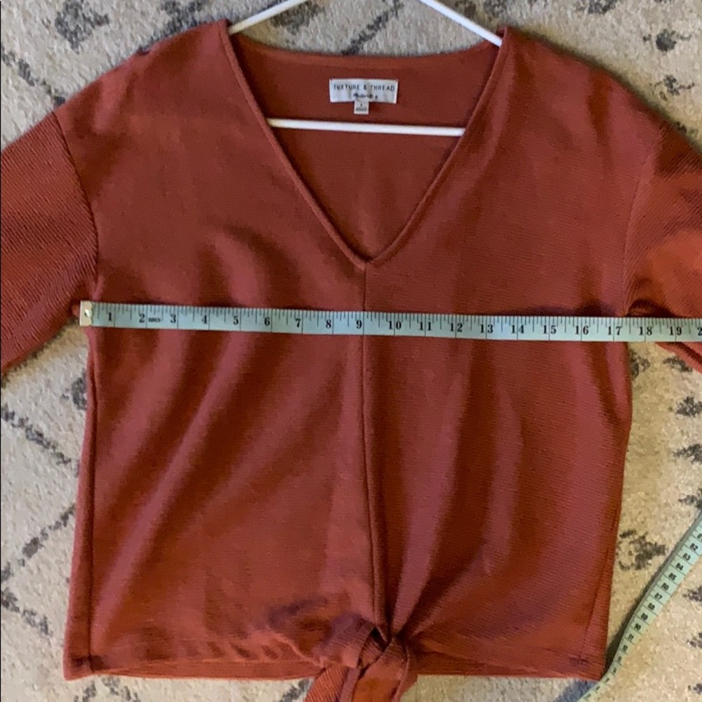 Madewell burnt orange tie ribbed shirt